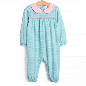 Karina Romper, Pink and Mint Stripe