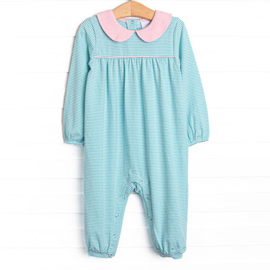 Karina Romper, Pink and Mint Stripe
