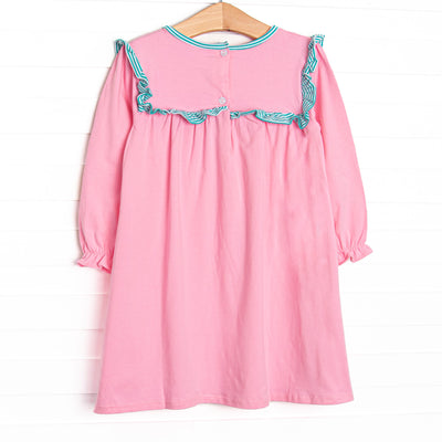 Bonnie Long Sleeve Dress, Pink and Teal Stripe