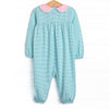 Karina Romper, Pink and Mint Stripe
