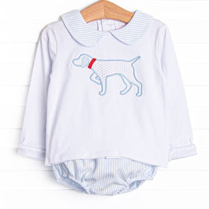 Pinstripe Pal Applique Diaper Set, Blue
