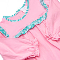 Bonnie Long Sleeve Bubble, Pink and Teal Stripe