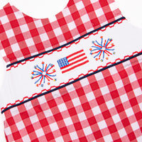 Free to Sparkle Ruffle Short Set, Red Check