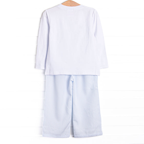 Pinstripe Pal Applique Pant Set, Blue