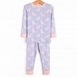 Unicorn Dreams Bamboo Pajama Set, Blue