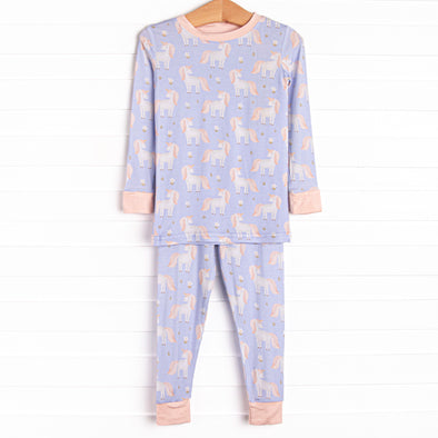 Unicorn Dreams Bamboo Pajama Set, Blue