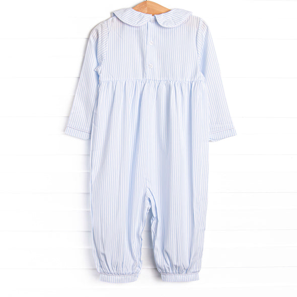 Pinstripe Pal Applique Romper, Blue