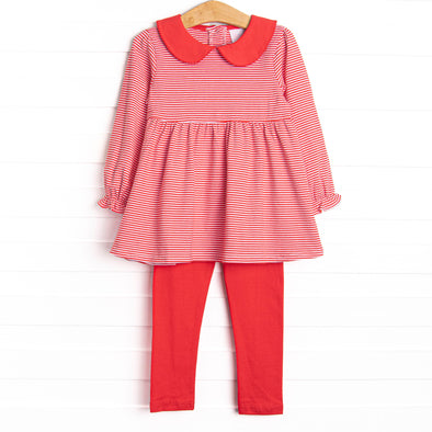 Erin Long Sleeve Legging Set, Fire Red Stripe