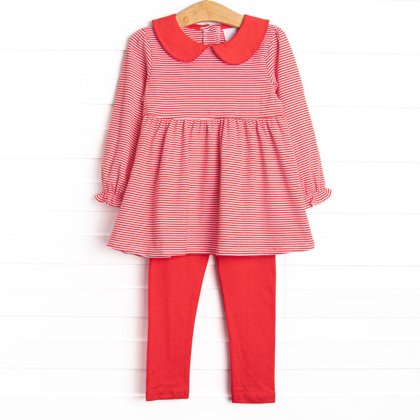 Erin Long Sleeve Legging Set, Fire Red Stripe
