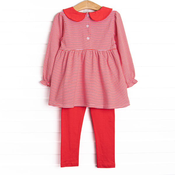 Erin Long Sleeve Legging Set, Fire Red Stripe