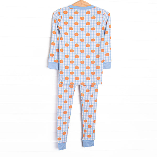 Pumpkin Patch Picnic Bamboo Pajama Set, Blue