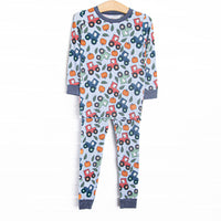 This set is made of the extremely soft, stretchy bamboo viscose fabric that feels like butter and features a tractor print.