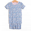 Gardenia Garden Bamboo Pajama Short Set, Blue