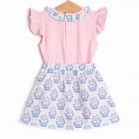 Bluebell and Bloom Skirt Set, Blue and Pink