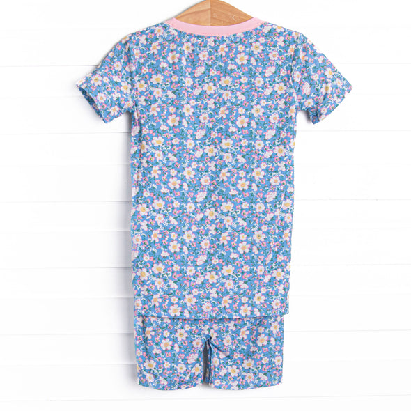 Gardenia Garden Bamboo Pajama Short Set, Blue
