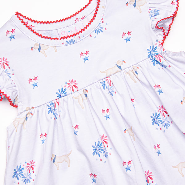Paws-itively Patriotic Ruffle Short Set, Red