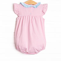 Amelia Flutter Sleeve Bubble, Blue and Pink Stripe