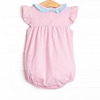 Amelia Flutter Sleeve Bubble, Blue and Pink Stripe