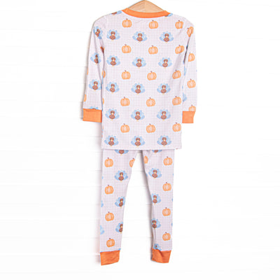 Pumpkin and Poults Bamboo Pajama Set, Orange