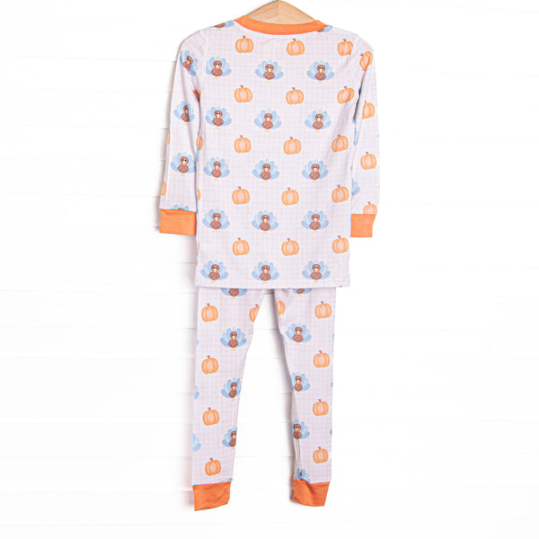 Pumpkin and Poults Bamboo Pajama Set, Orange