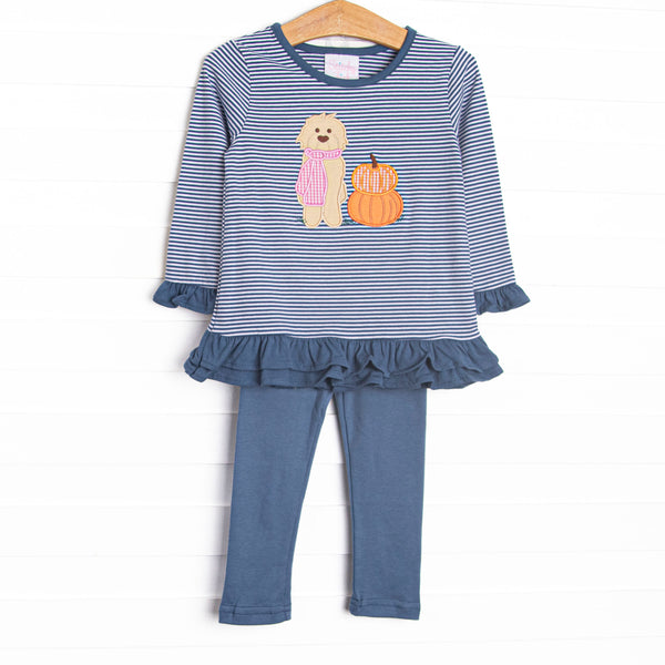 Autumn Fest Friend Applique Legging Set, Navy