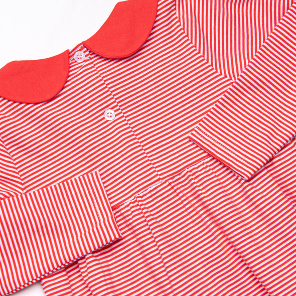 Elliot Long Sleeve Bubble, Fire Red Stripe