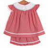 Patriotic Parade Smocked Ruffle Short Set, Red