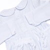 Pinstripe Pal Applique Romper, Blue
