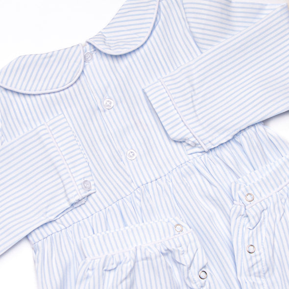 Pinstripe Pal Applique Romper, Blue