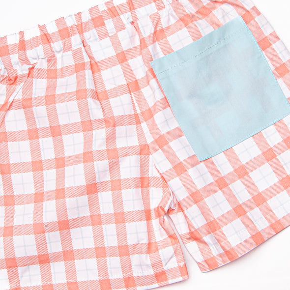 Park Plaid Short Set, Red