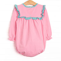 Bonnie Long Sleeve Bubble, Pink and Teal Stripe