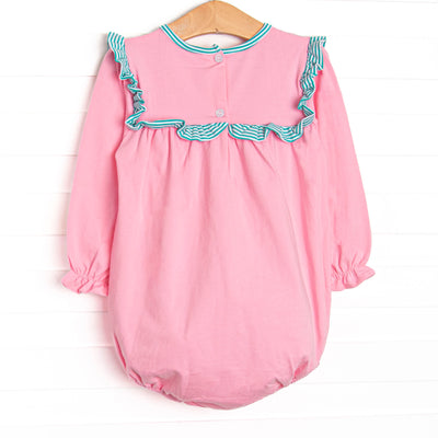 Bonnie Long Sleeve Bubble, Pink and Teal Stripe