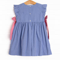 Freedom Flags Smocked Side Tie Dress, Blue