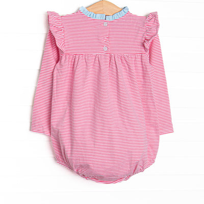 Grace Long Sleeve Bubble, Light Blue and Medium Pink Stripe