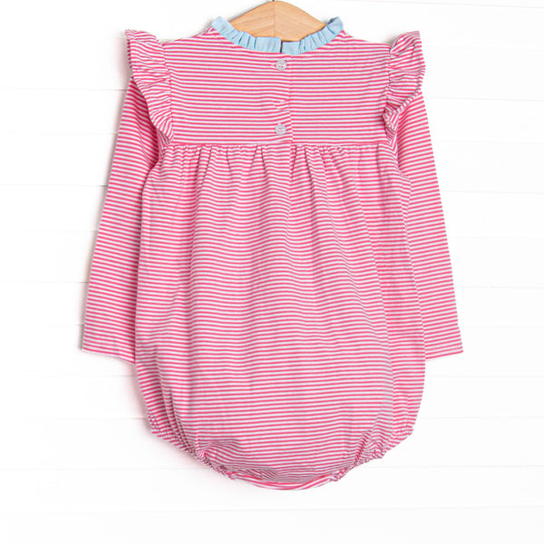 Grace Long Sleeve Bubble, Light Blue and Medium Pink Stripe