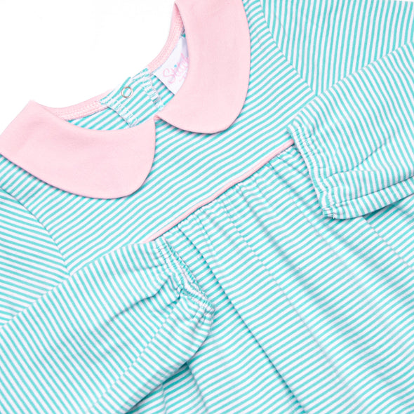 Karina Romper, Pink and Mint Stripe