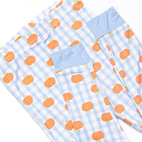 Pumpkin Patch Picnic Bamboo Pajama Set, Blue