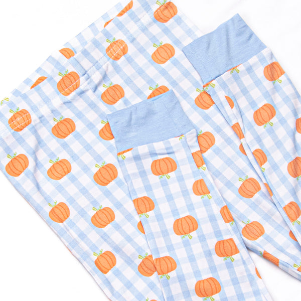 Pumpkin Patch Picnic Bamboo Pajama Set, Blue