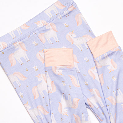 Unicorn Dreams Bamboo Pajama Set, Blue