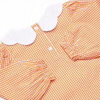 Garland Gourds Embroidered Dress, Orange