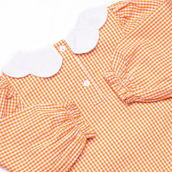 Garland Gourds Embroidered Dress, Orange