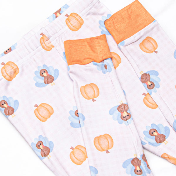 Pumpkin and Poults Bamboo Pajama Set, Orange