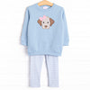 Furry Ear Friend Applique Legging Set, Blue
