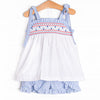 Stars and Stripes Smocked Ruffle Short Set, Blue