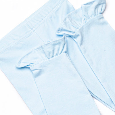 Pumpkin and Poults Applique Ruffle Legging Set, Light Blue Stripe