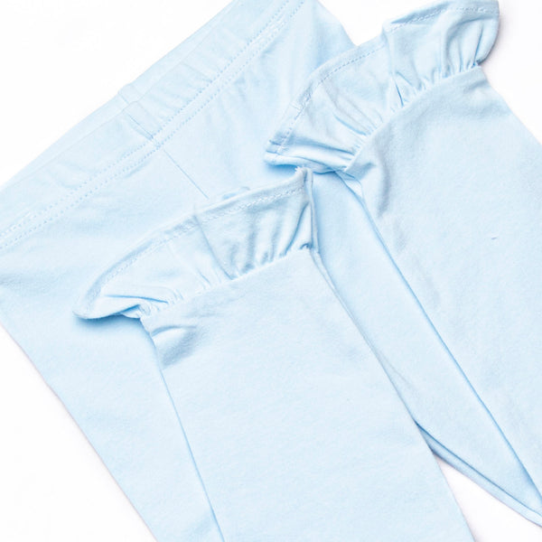 Pumpkin and Poults Applique Ruffle Legging Set, Light Blue Stripe