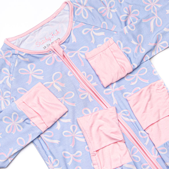 Wrapped in Ribbons Bamboo Zippy Pajama, Blue