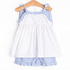 Stars and Stripes Smocked Ruffle Short Set, Blue