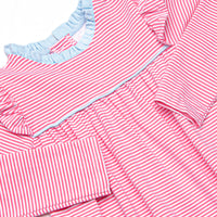 Grace Long Sleeve Bubble, Light Blue and Medium Pink Stripe