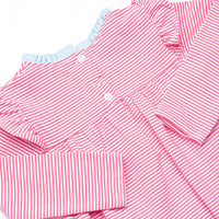 Grace Long Sleeve Bubble, Light Blue and Medium Pink Stripe